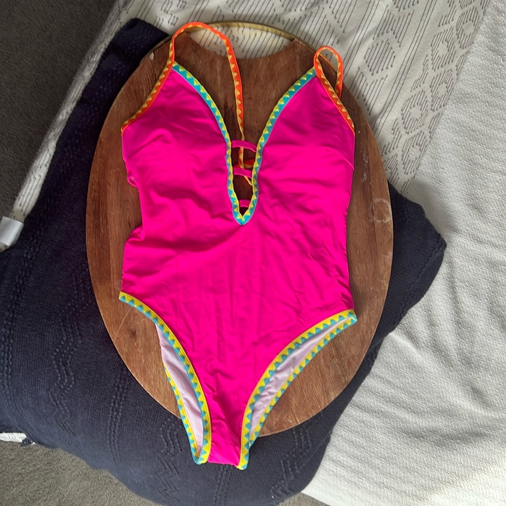 PopVil Shell Trim Strappy Back One Piece Swimsuit - NEW WITH TAGS, NEVER WORN